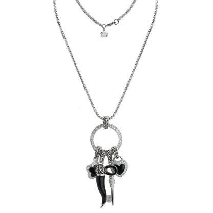 Lucky Charms Necklace by Lauren G Adams, silver-tone layered chain with crystal ring pendant on Tampa Home & Garden Store