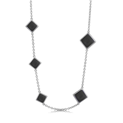 Sea Diamonds Necklace by Lauren G Adams, silver chain with square black onyx beads on Tampa Home & Garden Store