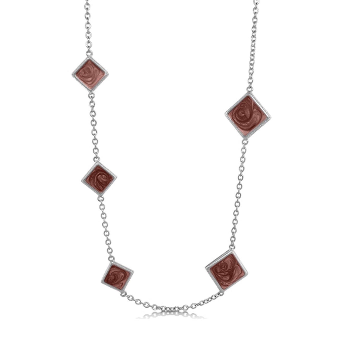 Sea Diamonds Necklace by Lauren G Adams with rose-red square bezel beads on silver chain on Tampa Home & Garden Store