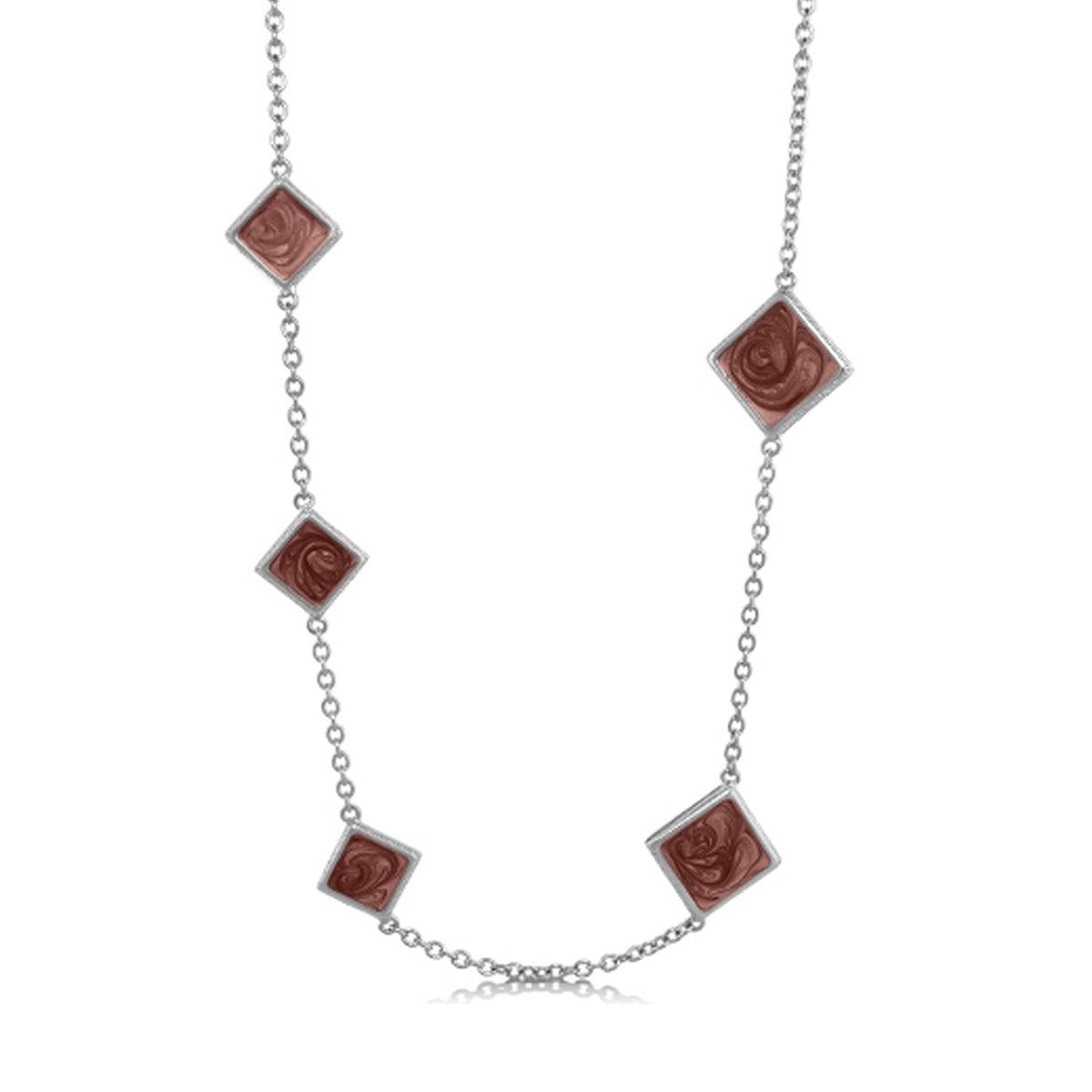 Sea Diamonds Necklace by Lauren G Adams with rose-red square bezel beads on silver chain on Tampa Home & Garden Store