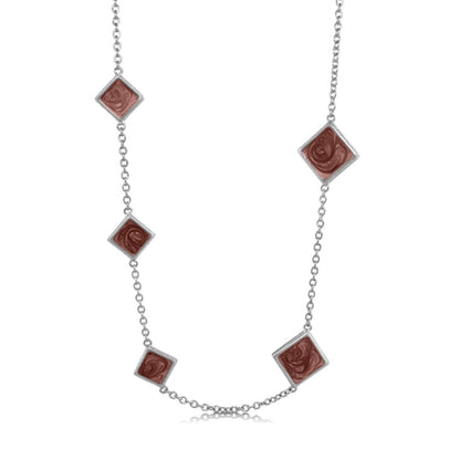 Sea Diamonds Necklace by Lauren G Adams with rose-red square bezel beads on silver chain on Tampa Home & Garden Store