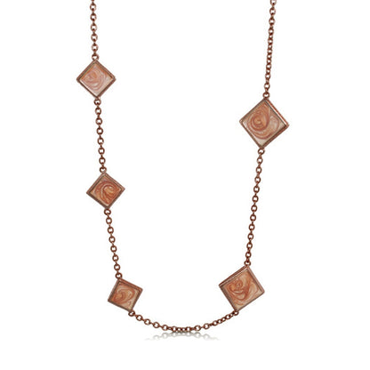 Sea Diamonds Necklace by Lauren G Adams, rose-gold chain with square pink marbled charms on Tampa Home & Garden Store