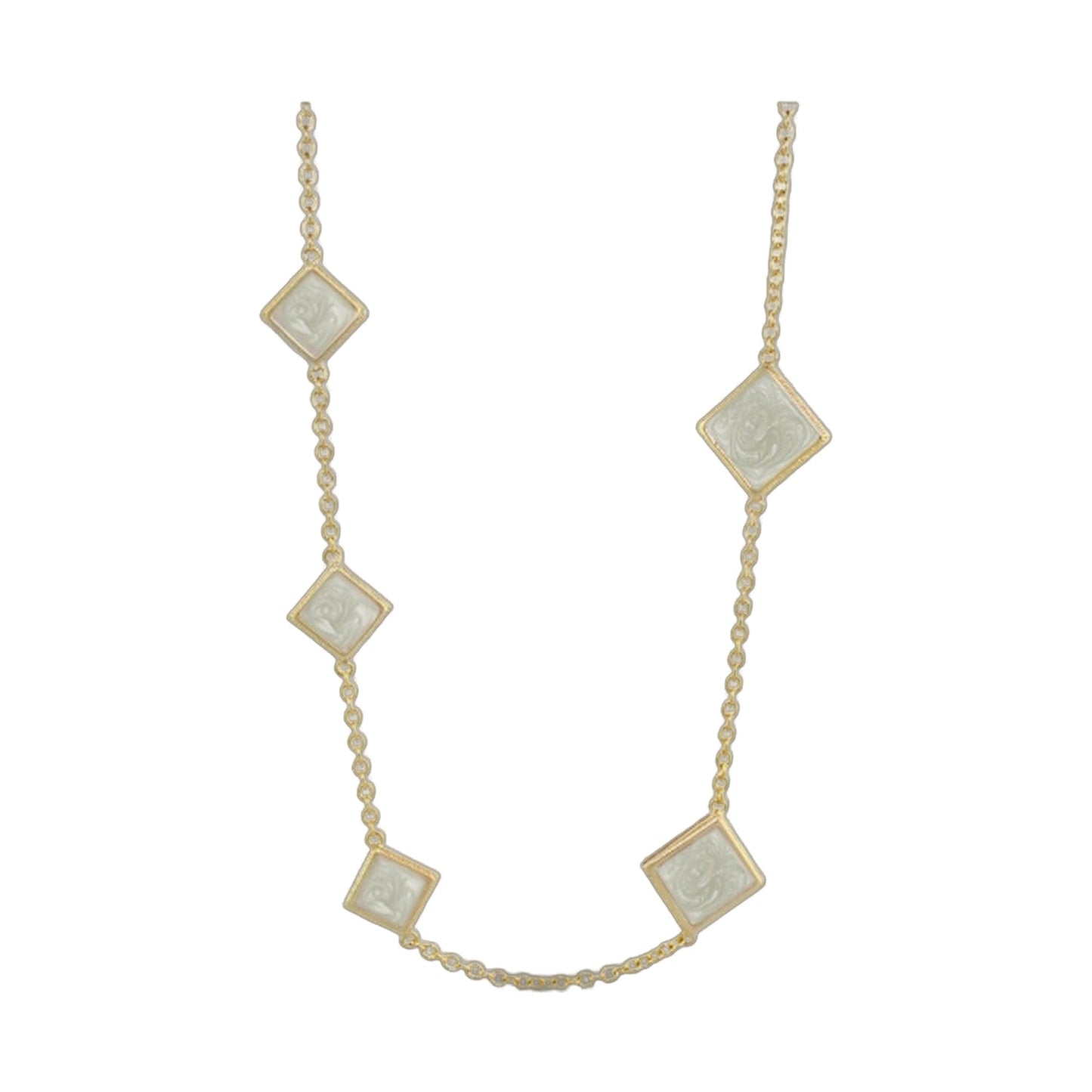 Sea Diamonds Necklace by Lauren G Adams, gold chain with square mother-of-pearl pendants on Tampa Home & Garden Store