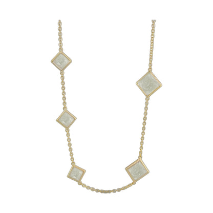 Sea Diamonds Necklace by Lauren G Adams, gold chain with square mother-of-pearl pendants on Tampa Home & Garden Store