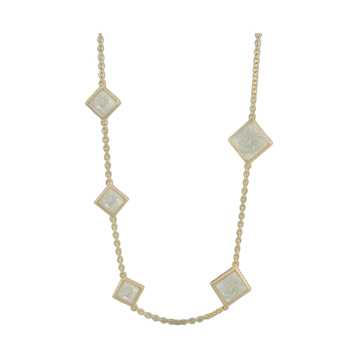 Sea Diamonds Necklace by Lauren G Adams; gold chain with square mother-of-pearl pendants on Tampa Home & Garden Store