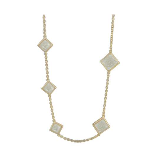Sea Diamonds Necklace by Lauren G Adams; gold chain with square mother-of-pearl pendants on Tampa Home & Garden Store