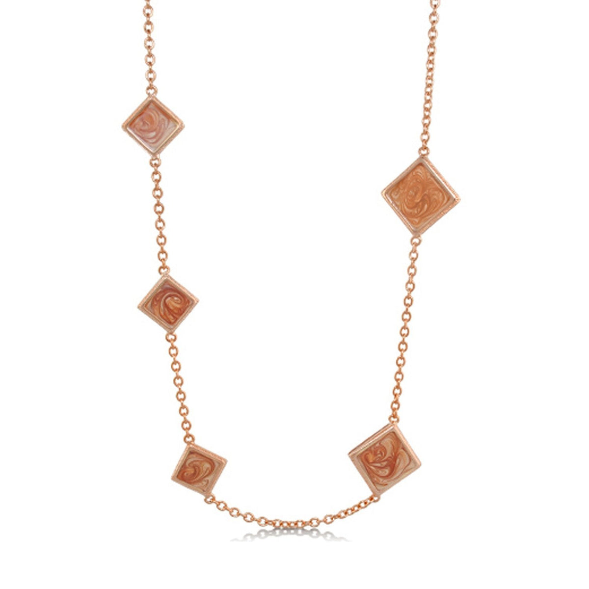 Sea Diamonds Necklace by Lauren G Adams in rose gold with marbled pink square charms along a delicate chain on Tampa Home & Garden Store