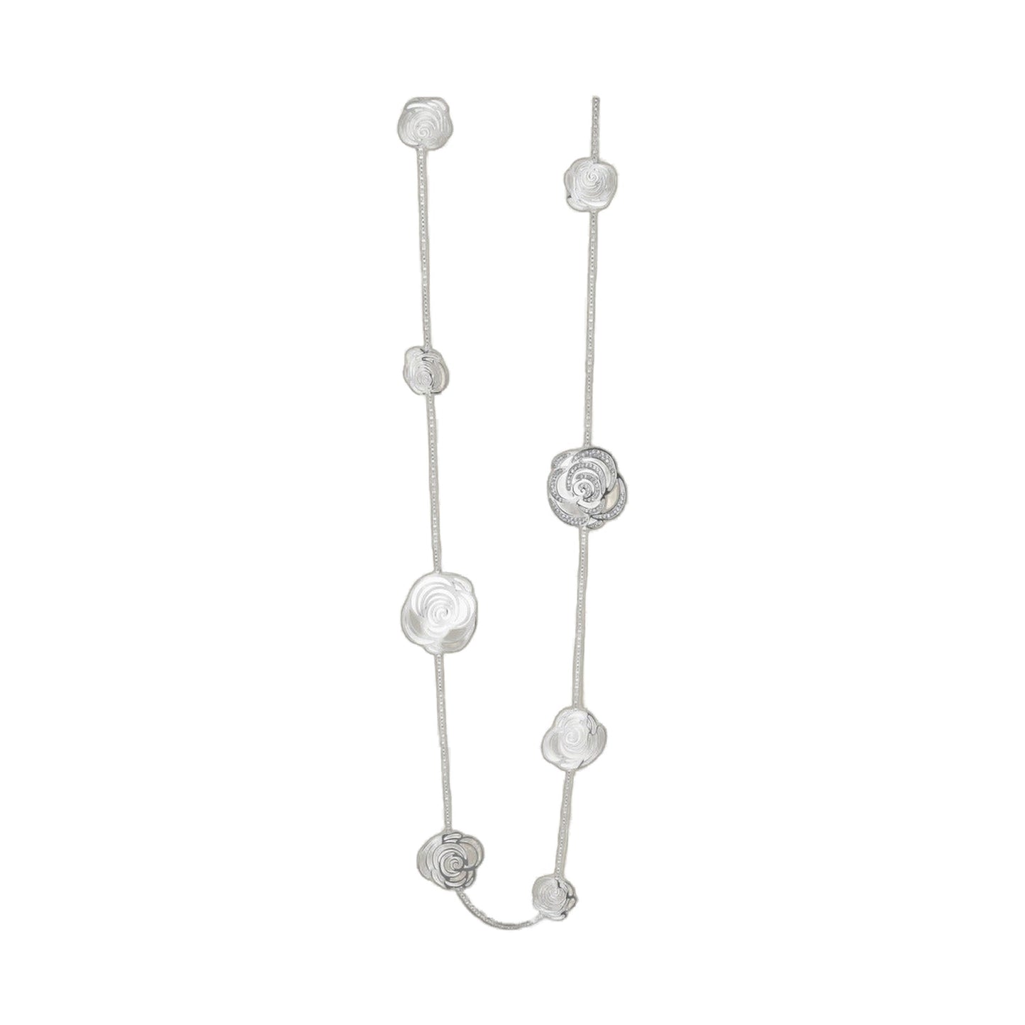 Rose Garden Necklace by Lauren G Adams, silver-tone chain with several rose charms on Tampa Home & Garden Store