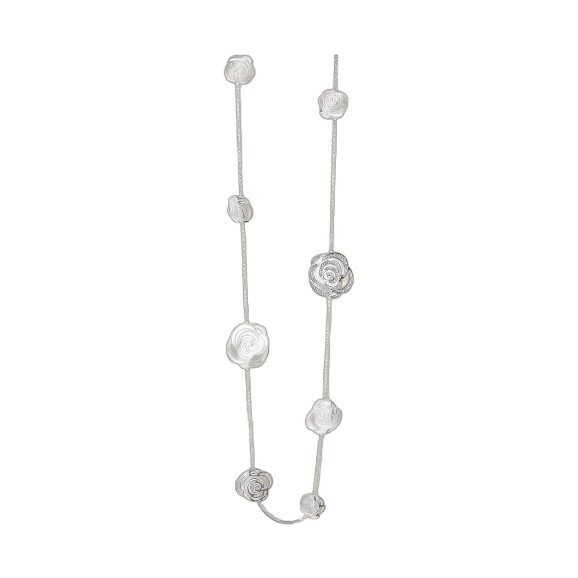 Rose Garden Necklace by Lauren G Adams, silver-tone chain with several rose charms on Tampa Home & Garden Store