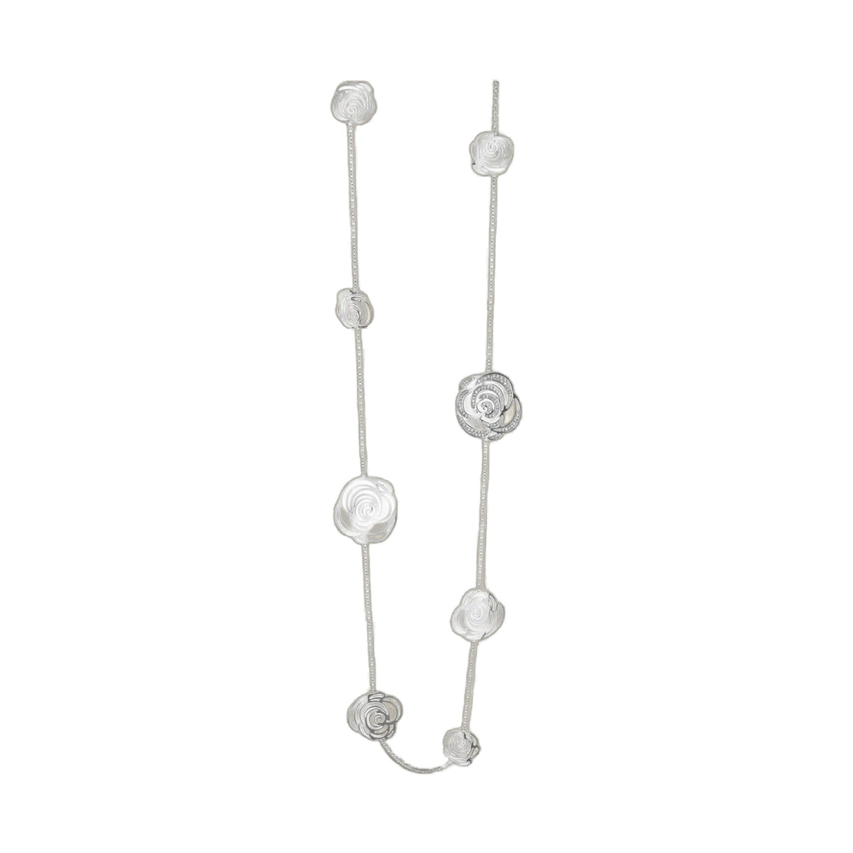 Rose Garden Necklace by Lauren G Adams, silver-tone chain with multiple rose charms on Tampa Home & Garden Store