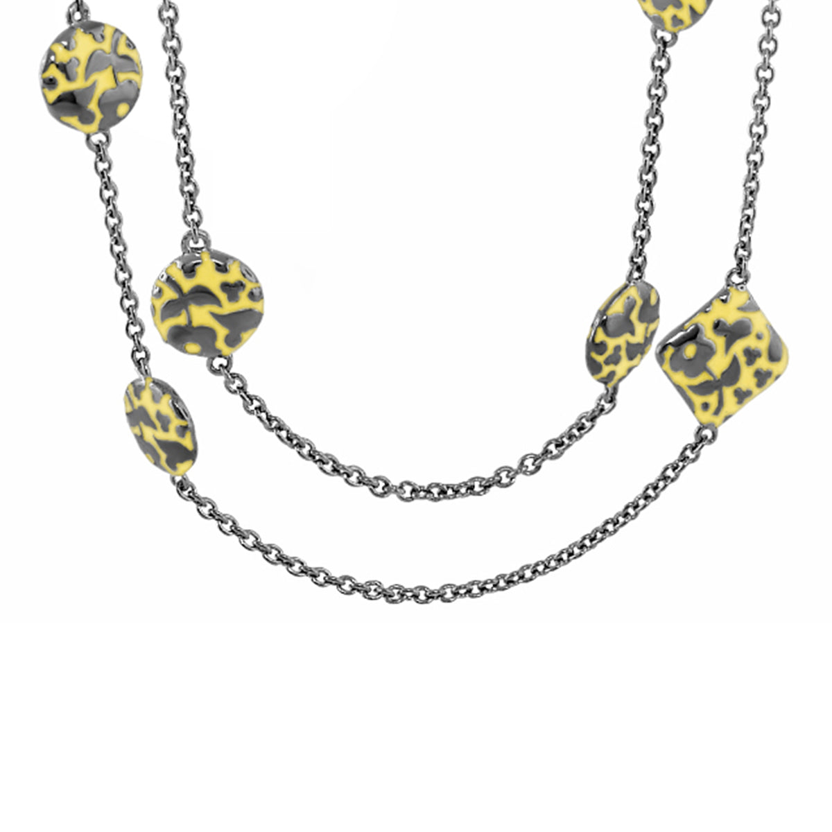 Flowers by Orly Necklace with yellow leopard beads on silver chain by Lauren G Adams on Tampa Home & Garden Store