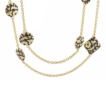 Flowers by Orly Necklace long gold chain with black floral enamel discs by Lauren G Adams on Tampa Home & Garden Store