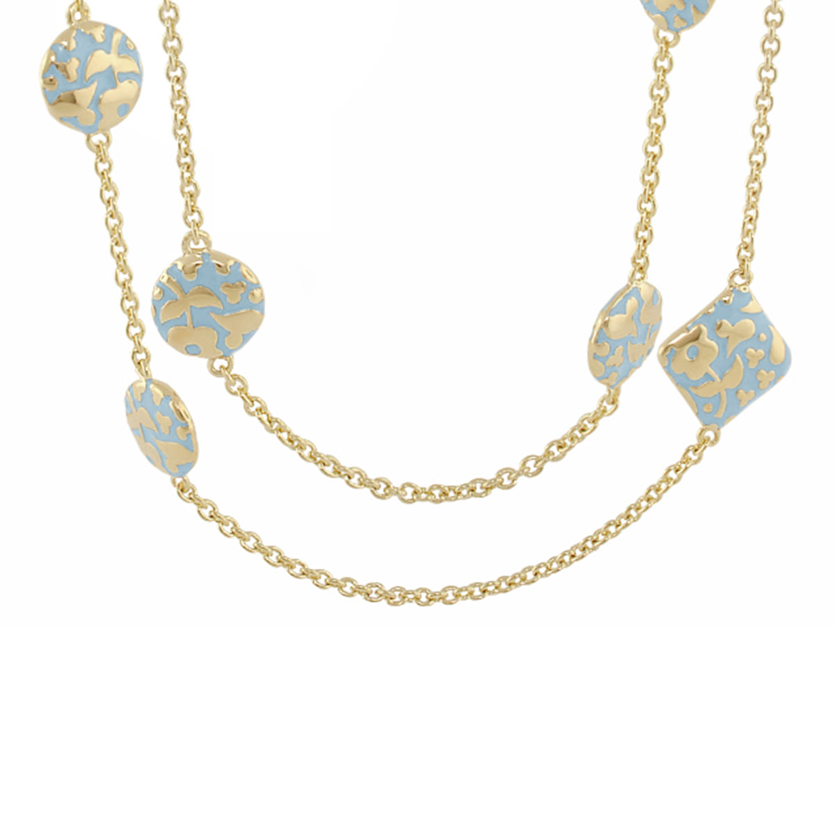 Flowers by Orly Necklace with blue enamel floral beads on gold-tone chain Lauren G Adams on Tampa Home & Garden Store
