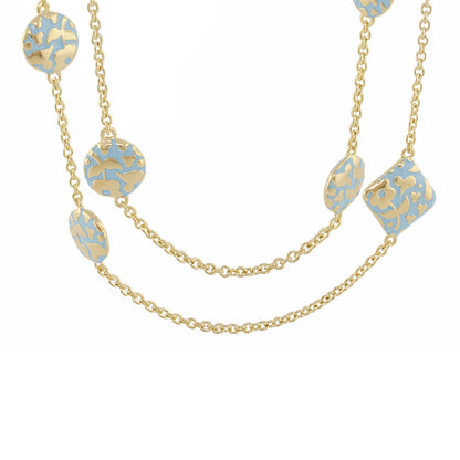 Flowers by Orly Necklace with blue enamel floral beads on gold-tone chain Lauren G Adams on Tampa Home & Garden Store