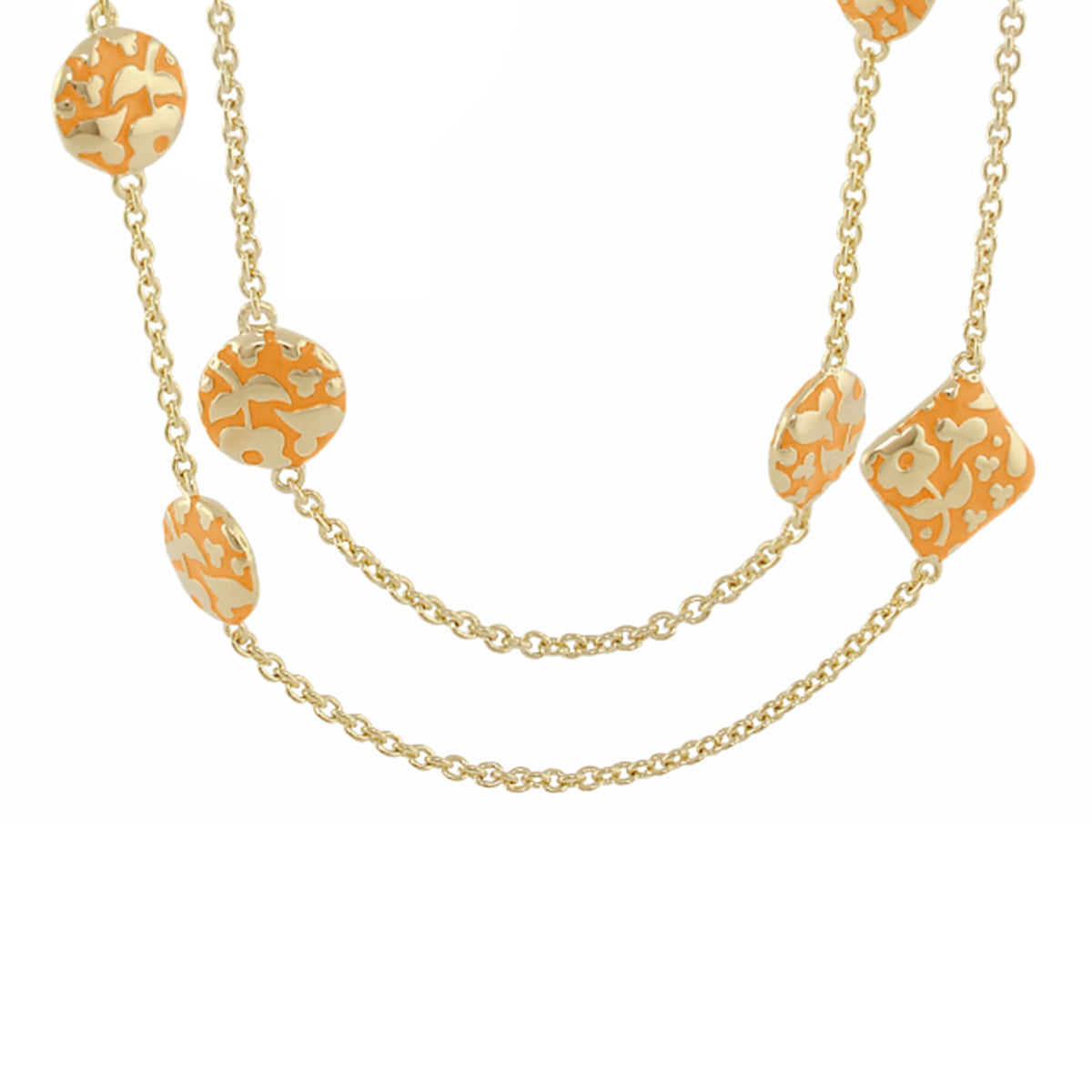 Flowers by Orly Necklace in gold-tone chain with orange enamel beads by Lauren G Adams on Tampa Home & Garden Store