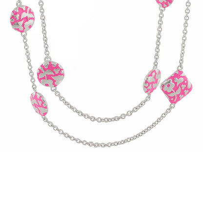 Flowers by Orly necklace, silver chain with pink and white floral discs by Lauren G Adams on Tampa Home & Garden Store
