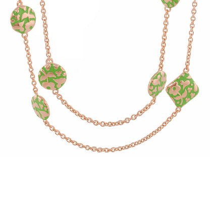 Flowers by Orly Necklace long necklace with green floral enamel beads on rose gold chain on Tampa Home & Garden Store