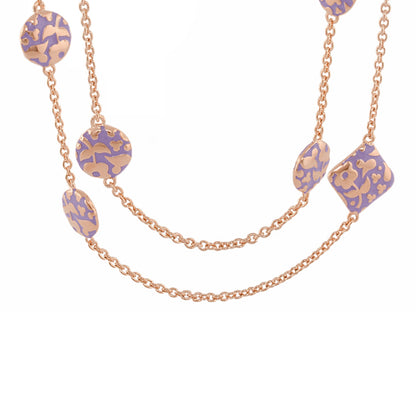 Flowers by Orly Necklace with purple enamel floral discs on rose-gold chain by Lauren G Adams on Tampa Home & Garden Store