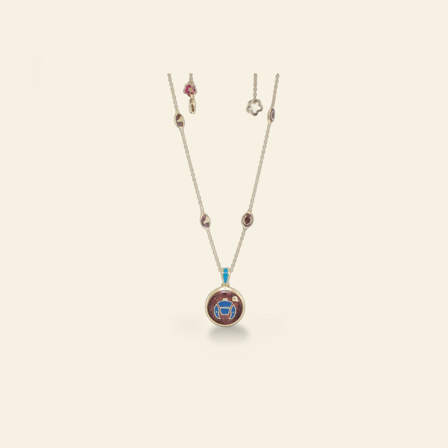 Equestrian Enamel Short Necklace by Lauren G Adams royal blue enamel accents on gold-tone chain on Tampa Home & Garden Store