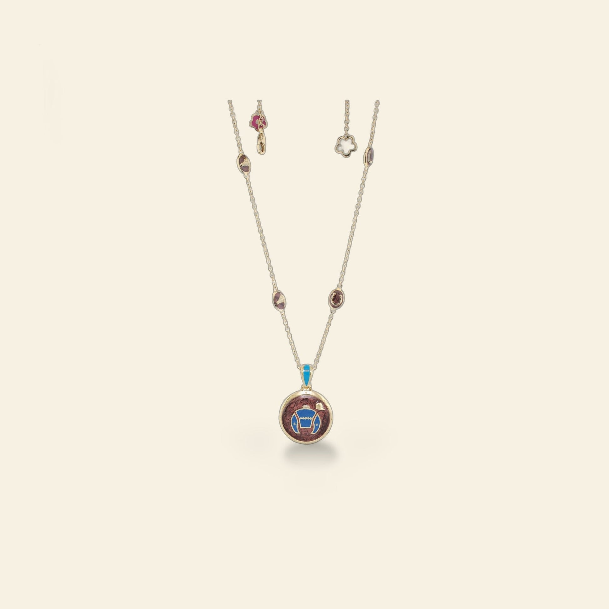 Equestrian Enamel Short Necklace by Lauren G Adams royal blue enamel accents on gold-tone chain on Tampa Home & Garden Store