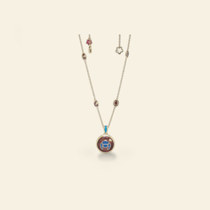 Equestrian Enamel Short Necklace by Lauren G Adams royal blue enamel accents on gold-tone chain on Tampa Home & Garden Store