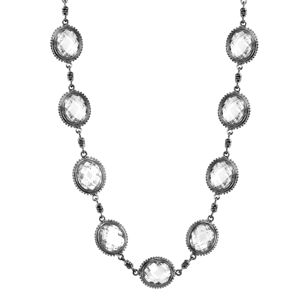 Fresh Fantasy Necklace Lauren G Adams; silver-tone short necklace with clear oval crystals on Tampa Home & Garden Store