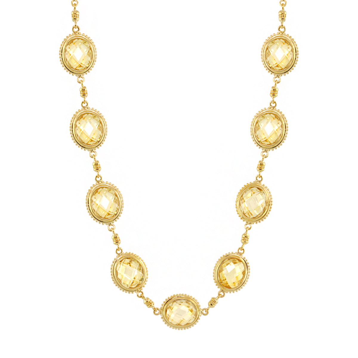 Fresh Fantasy Necklace short gold-tone chain with yellow faceted oval gems by Lauren G Adams on Tampa Home & Garden Store