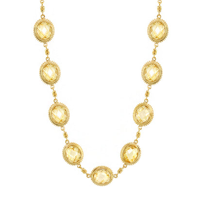 Fresh Fantasy Necklace short gold-tone chain with yellow faceted oval gems by Lauren G Adams on Tampa Home & Garden Store