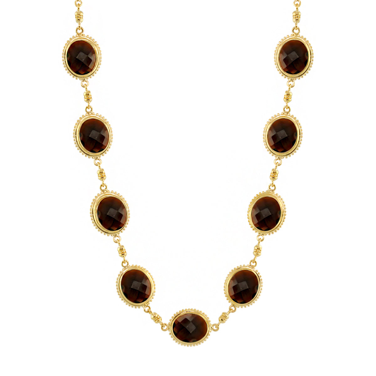 Fresh Fantasy Necklace by Lauren G Adams, gold-tone necklace with faceted brown oval stones on Tampa Home & Garden Store