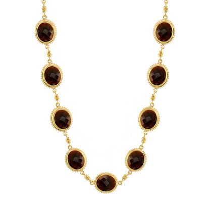 Fresh Fantasy Necklace by Lauren G Adams, gold-tone necklace with faceted brown oval stones on Tampa Home & Garden Store