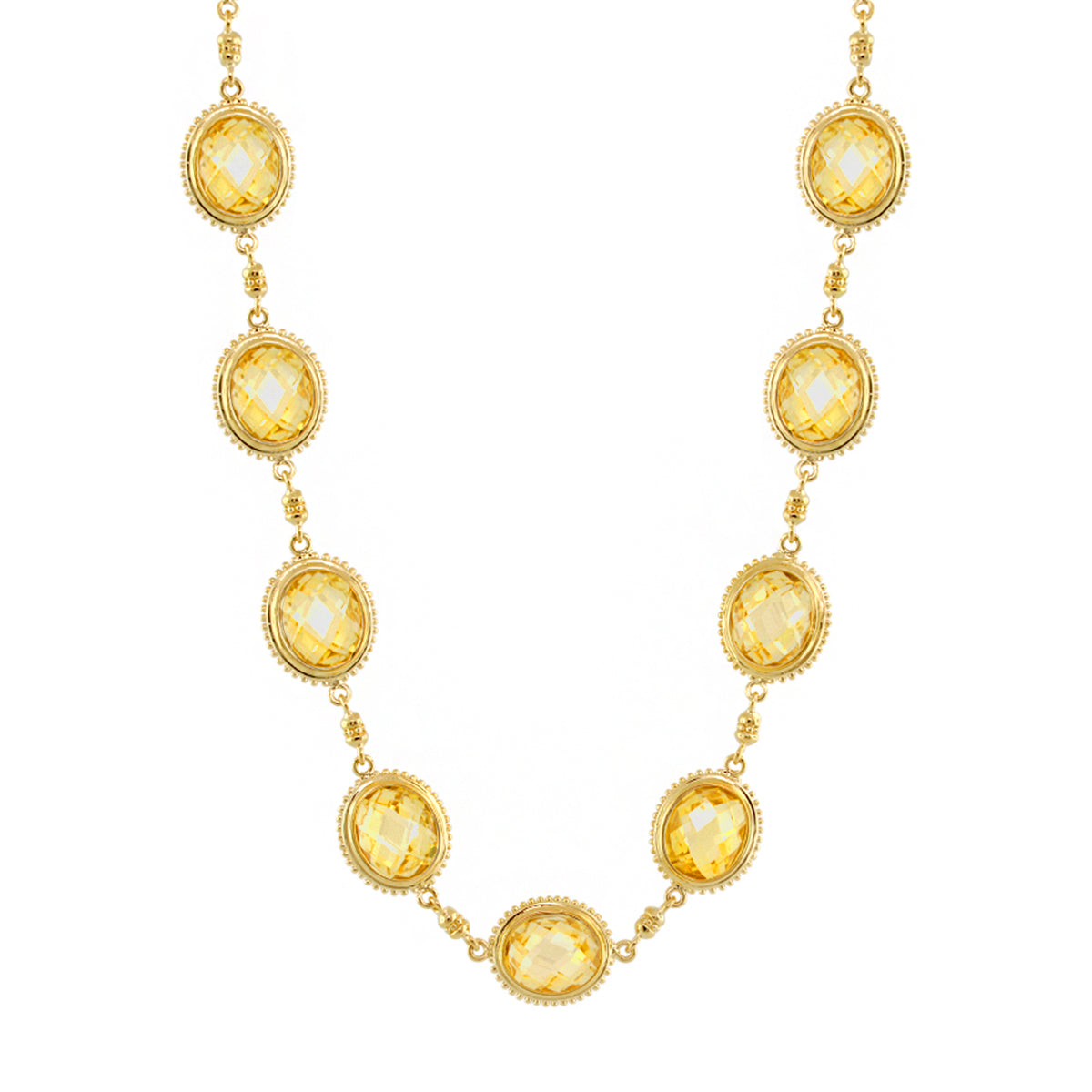 Fresh Fantasy Short Necklace by Lauren G Adams, gold-tone yellow oval gemstones on Tampa Home & Garden Store