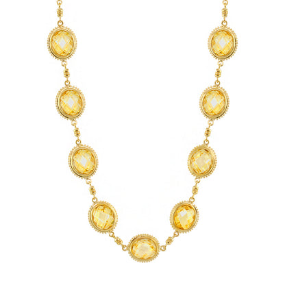 Fresh Fantasy Short Necklace by Lauren G Adams, gold-tone yellow oval gemstones on Tampa Home & Garden Store