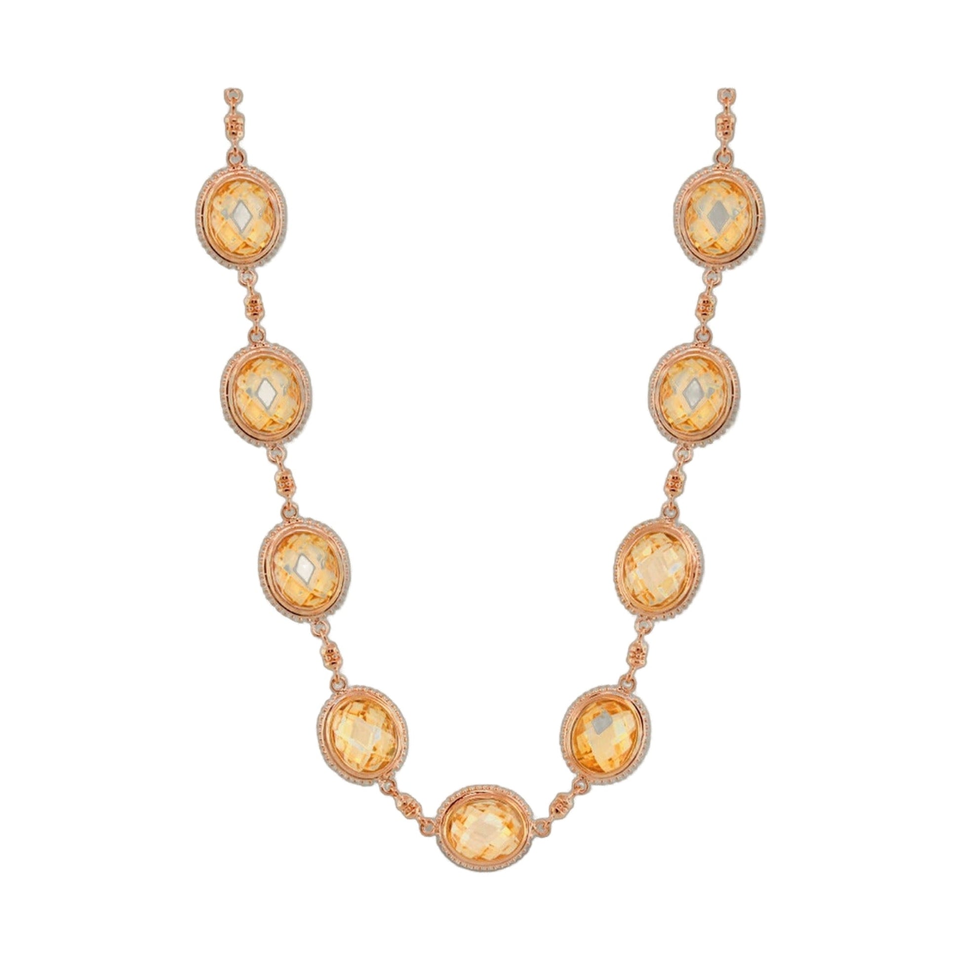 Fresh Fantasy Short Necklace by Lauren G Adams with gold-tone chain and yellow oval stones on Tampa Home & Garden Store