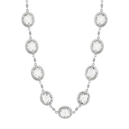 Fresh Fantasy Necklace by Lauren G Adams, silver short necklace with oval crystal settings on Tampa Home & Garden Store
