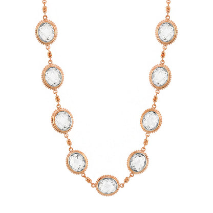 Fresh Fantasy Necklace, short rose-gold tone chain with faceted oval crystal beads on Tampa Home & Garden Store
