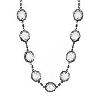 Fresh Fantasy Necklace by Lauren G Adams, silver-tone necklace with clear faceted oval crystals on Tampa Home & Garden Store