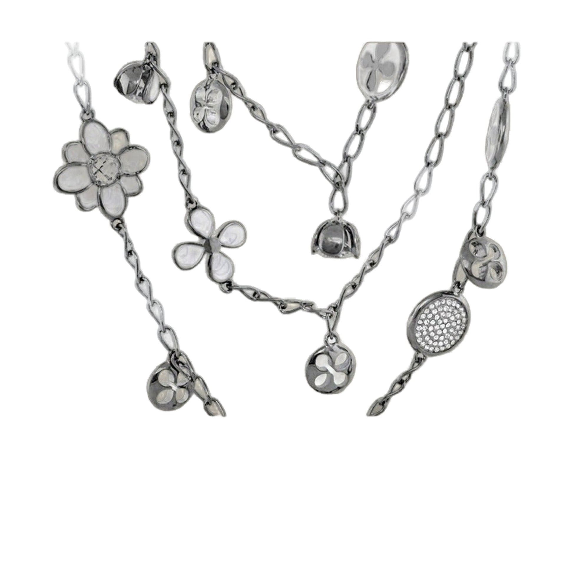 Beautiful Blossom Multi Chain Necklace with silver-tone floral charms and pavé discs by Lauren G Adams on Tampa Home & Garden Store