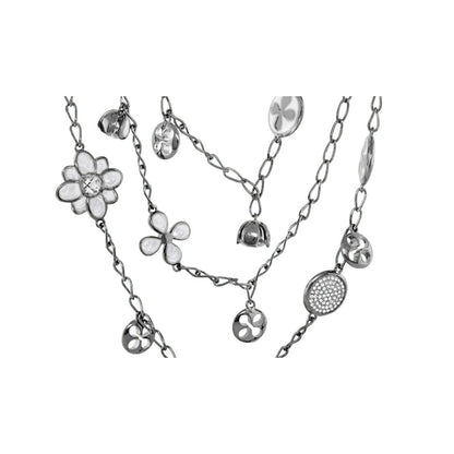 Beautiful Blossom Multi Chain Necklace by Lauren G Adams, silver with floral and clover charms on Tampa Home & Garden Store