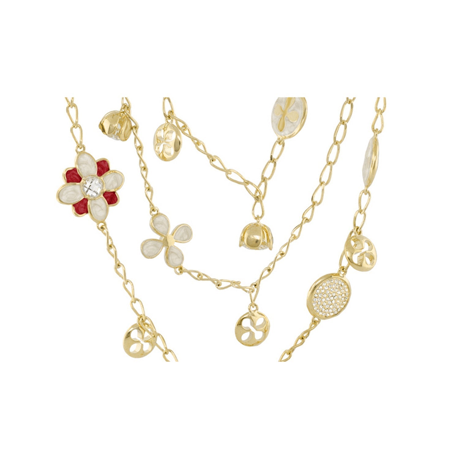 Beautiful Blossom Multi Chain Necklace, gold tone with flower charms by Lauren G Adams on Tampa Home & Garden Store