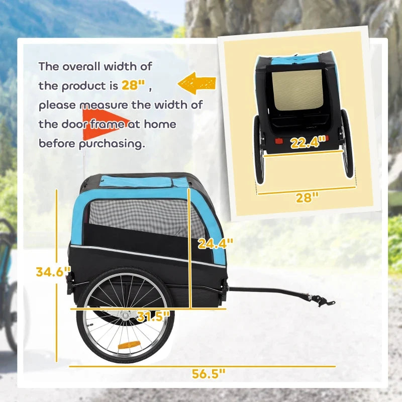 Dog bike trailer by Furr Baby Gifts, blue/black pet cart with 20in air tires on Tampa Home & Garden Store