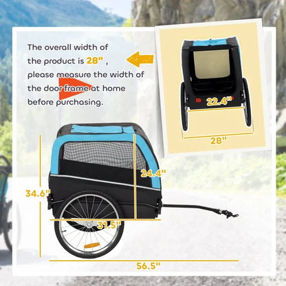 Dog bike trailer by Furr Baby Gifts, blue/black pet cart with 20in air tires on Tampa Home & Garden Store