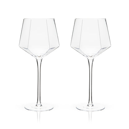 Seneca Diamond Crystal Wine Glasses Set of Two