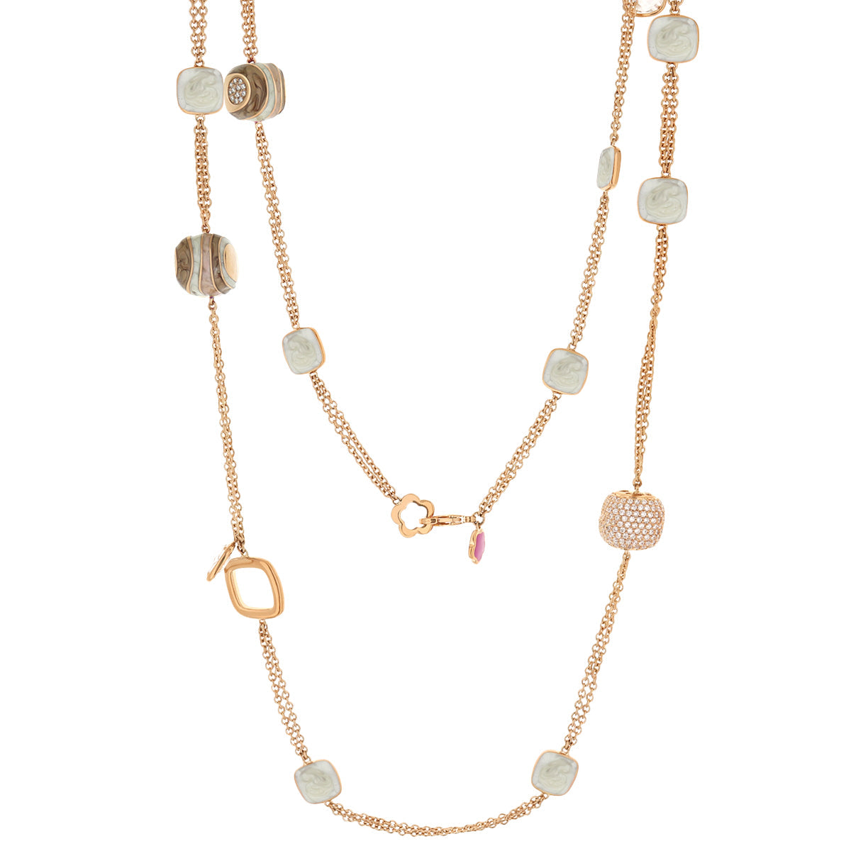 Stripes of Pave Necklace by Lauren G Adams, rose gold chain with white marbled square beads on Tampa Home & Garden Store