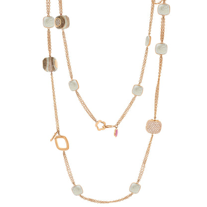 Stripes of Pave Necklace by Lauren G Adams, rose gold chain with white marbled square beads on Tampa Home & Garden Store
