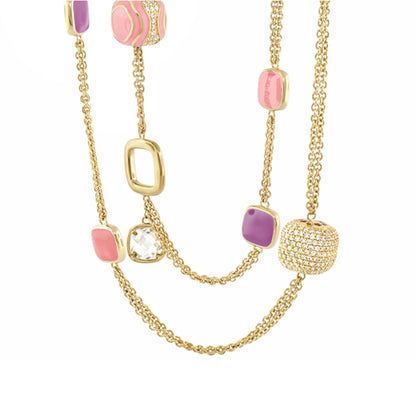 Curvy Swirls Necklace with pink/purple enamel beads and crystals by Lauren G Adams on Tampa Home & Garden Store
