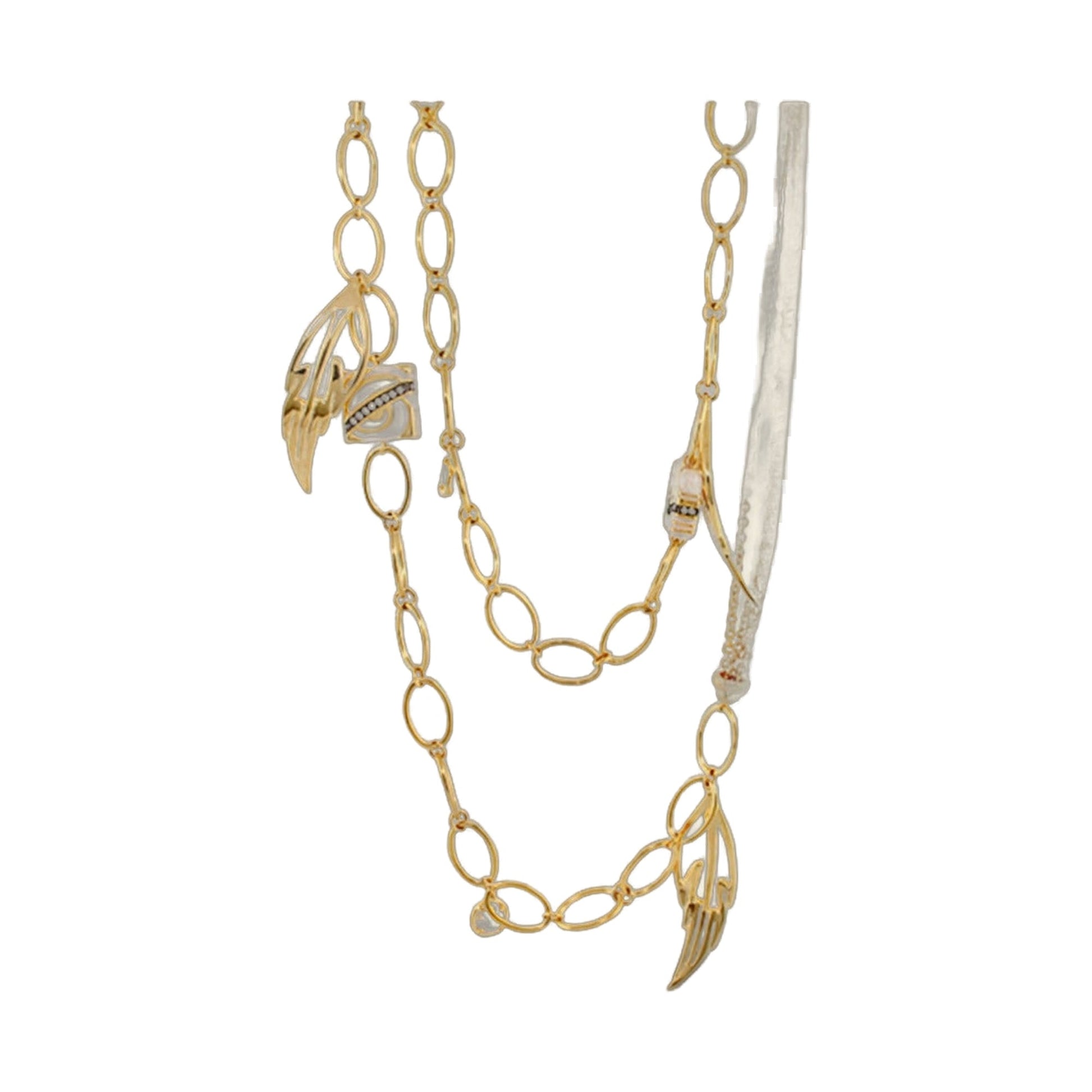 Rock My Swirl Necklace 42in brass with oval link chain and charms Lauren G Adams on Tampa Home & Garden Store