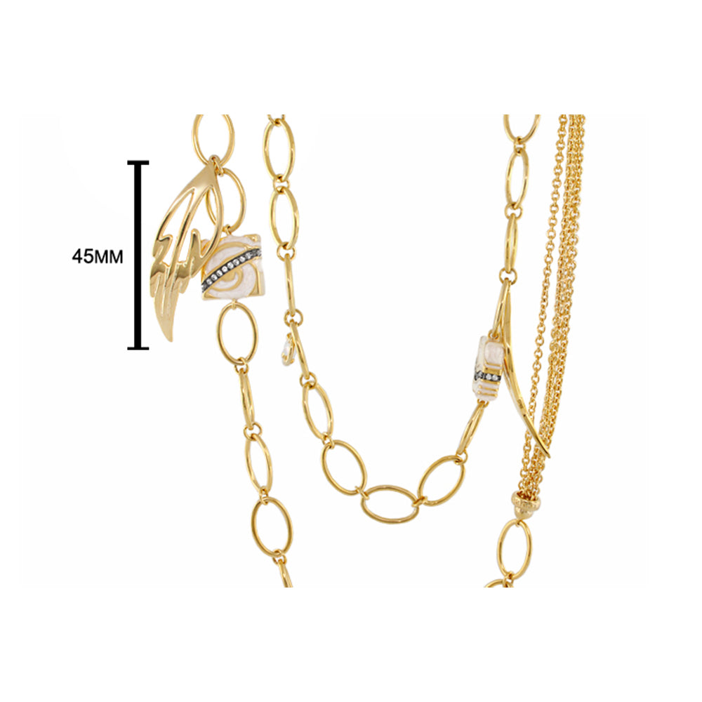 Rock My Swirl Necklace 42 Inch Brass gold tone layered chains wing charm by Lauren G Adams on Tampa Home & Garden Store