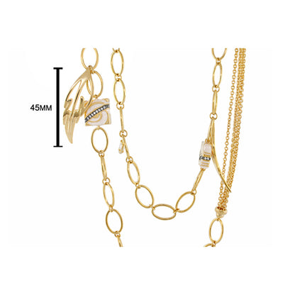 Rock My Swirl Necklace 42 Inch Brass gold tone layered chains wing charm by Lauren G Adams on Tampa Home & Garden Store