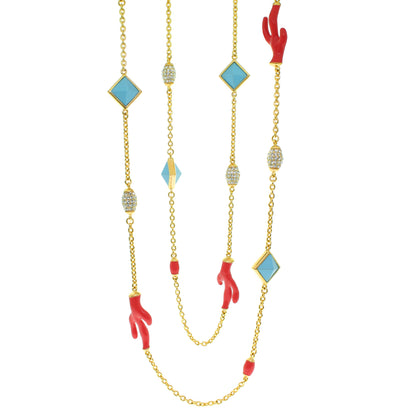 Pretty Little Things Necklace by Lauren G Adams, gold-tone chain with turquoise diamond on Tampa Home & Garden Store