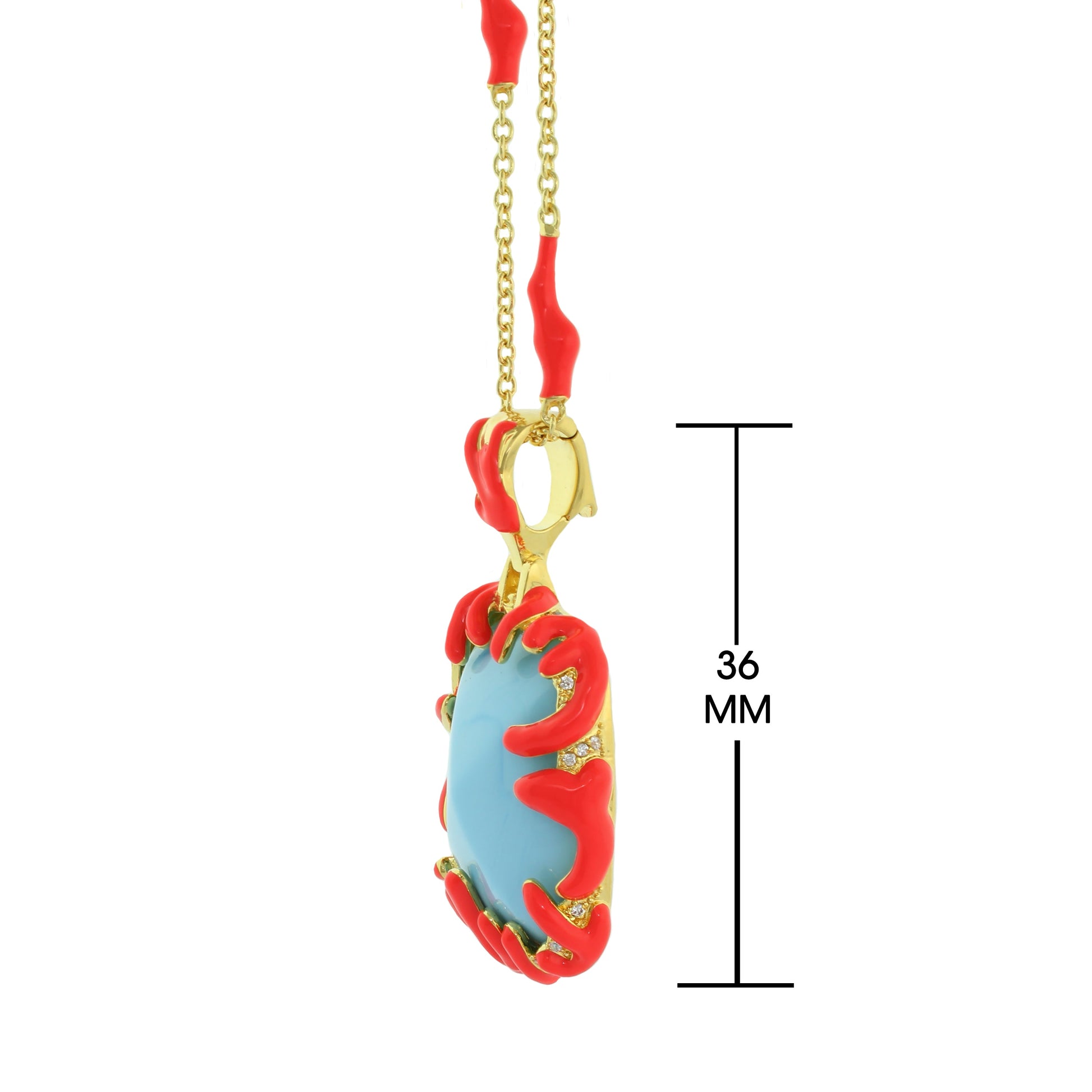 Pretty Little Things Coral Blue Stone Pendant Necklace by Lauren G Adams with gold chain on Tampa Home & Garden Store